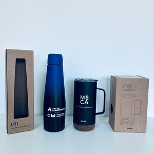 Brand New Insulated Cork Base Stainless Steel Mug + Vacuum Bottle Set